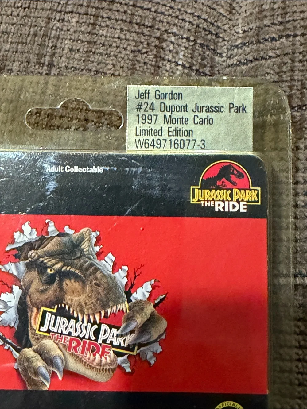 Nascar Jurassic Park The Ride Red #24 Collectible Stock Car